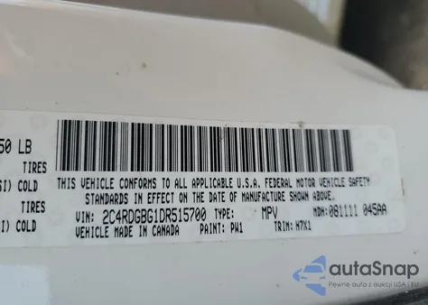 2013 Dodge Grand Caravan Se z USA, uszkodzony, nr VIN 2C4RDGBG1DR515700